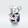 Pure Silver Beaded Mouse S925 Loose Beads DIY Bracelet Accessories