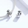 S925 Sterling Silver Relief Number Series 0-9 Beads DIY Bracelet Necklace Accessories, Style:3