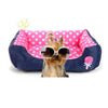 Cosy Cartoon Pet Bed - Small, Blue - Washable Cushion