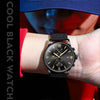 OLEVS 2886 Men Sports Chronograph Waterproof Luminous Quartz Watch(Black Gold Mesh Strip)
