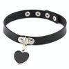 2 PCS Anime Rock Harajuku Punk Gothic Heart Shape Pendant Leather Choker Necklace, Random Color Delivery