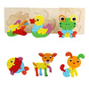 5 PCS Wooden Cartoon Animal Puzzle Early Education Small Jigsaw Puzzle Building Block Toy For Children(Small Fish)