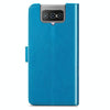 For Asus Zenfone 7 / 7 Pro  Four-leaf Clasp Embossed Buckle Mobile Phone Protection Leather Case with Lanyard & Card Slot & Wallet & Bracket Function(Blue)