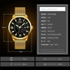 SKMEI 9166 Fashion Men Business Watch 30m Waterproof Metal Quartz Wristwatch(Gold)