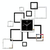 Living Room Wall Clock Creative Clock Acrylic DIY Mirror Wall Stickers Decorative Black Silver Square DIY Clock