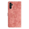 For Samsung Galaxy A36 Skin-feel Embossed Butterfly Leather Phone Case(Pink)