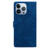 For iPhone 13 Pro Lace Floral Embossed Magnetic Buckle Leather Phone Case(Blue)