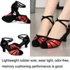 Soft Bottom Female Latin Dance Shoes Summer Sandals, Size: 41(5cm Black Red)