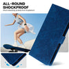 For iPhone 13 / 14 Lace Floral Embossed Magnetic Buckle Leather Phone Case(Blue)