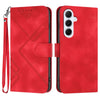For Samsung Galaxy A56 5G Line Pattern Skin Feel Leather Phone Case(Red)