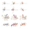 Fashion Flower Hair Combs Headdress Prom Bridal Wedding Hair Accessories Gold Leaves Hair Jewelry Hair Pins(Blue sets)