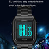 SKMEI 1879 Square Large Screen Men Steel Belt Multi-function EL Luminous Watch, Color: Black White Machine