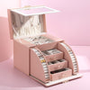 Sp01200 Large Capacity Multi-Layer Jewelry Storage Box With Mirror(Pink)