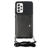 For Samsung Galaxy A73 5G Crossbody Lanyard Wallet Card Bag Phone Case(Black)