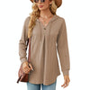 Autumn Winter V-Neck Loose Long Sleeve Hooded Sweatshirt Women Outerwear, Size: XL(Khaki)