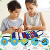 Felt Montessori Toddler Dressing Tying Shoes Early Learning Board Children Puzzle DIY Busy Board(Blue)