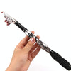 37cm Portable Telescopic Sea Fishing Rod Mini Fishing Pole, Extended Length : 2.3m, Black Clip Reel Seat