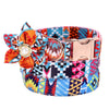 Engravable Floral Dog & Cat Collar, Blue, M (2x50cm) - Adjustable & Durable