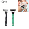 10 PCS  Three-layer Stainless Steel Sensor Head Design Comfortable Handle Disposable Manual Shaver