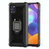 For Samsung Galaxy A31 Carbon Fiber Protective Case with 360 Degree Rotating Ring Holder(Black)