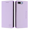 For iPhone 7 Plus / 8 Plus RC01 Dual-Folded Magnetic Suction RFID Leather Phone Case(Light Purple)