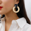 Rattan Wooden Vintage Handmade Dangle Earrings(Blue 2)