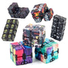 3 PCS Unlimited Magics Cube Colorful UV Printing Pocket Magic Cube Variety Folding Fingertip Magic Cube Decompression Toy(No.168-8-35 Colored Cracks)