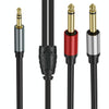 0.3m Gold Plated 3.5mm TRS Stereo to Dual 6.35mm TS Mono Y Splitter Adapter Audio Cable(Black)