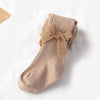 Spring And Autumn Girl Tights Bow Baby Knit Pantyhose Size: M 1-2 Years Old(Khaki)