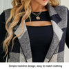Women Long Suit Collar Sleeveless Sweater Jacket Plaid Jacquard Knit Vest Cardigan, Size: S(Gray)