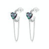 S925 Sterling Silver Platinum-plated Heart-shaped Long Tassel Earrings(SCE1728)