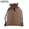 50 PCS Multi size Linen Jute Drawstring Gift Bags Sacks Wedding Birthday Party Favors Drawstring Gift Bags, Size:7x9cm(Coffee)