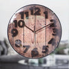 Simple Retro Imitation Wood Grain Three-dimensional Digital Round Wall Clock