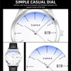 YAZOLE 560 Leather Strap Quartz Movement Waterproof Men Watch(Black+Black)