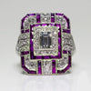 Luxury Square Women Crystal Zircon Engagement Ring, Ring Size:7(Purple)