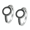 2 PCS Alloy Lucky Circle Diamond Halo Rings, Ring Size:9(Black)