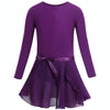 Girls Spring and Summer Long-sleeved Cotton Dance Training Clothing Set, Size:140CM(Purple)