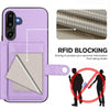 For Samsung Galaxy M16 5G / F16 5G Button Card Bag RFID Anti-theft Phone Case(Purple)