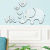 6pcs /Set Acrylic Elephant Mirror Stereo Wall Stickers Home Decoration Soft Mirror(Silver)