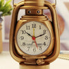 Retro Table Oil Lamp Small Alarm Clock Desktop Table Clock Living Room Decoration Supplies Office Craft Jewelry(Bronze)