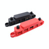 CP-4125 1 Pair RV Yacht M8 Single Row 4-way Power Distribution Block Busbar with Cover with 300A Fuse(Black + Red)
