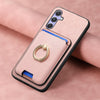For Samsung Galaxy M34 / F34 5G Retro Cross Leather Ring Vertical Insert Card Bag MagSafe Phone Case(Pink)