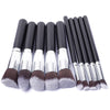 10 PCS Makeup Brushes Set Makeup Tool Powder Eyeshadow Pencil Cosmetic Set (Black Silver)