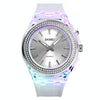 SkMEI 1553 Women LED Color Light Transparent Waterproof Watch Inlaid With Water Drill(Silvery)