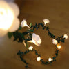 3m 20 LEDs Solar Simulation Green Leaf Rattan Rose Flower Vine LED Light String Garland Decoration