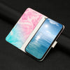 For Samsung Galaxy S25+ 5G Colored Drawing Marble Pattern Leather Phone Case(Pink Green Marble)