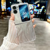 For OPPO Find N2 Flip Transparent Edge PC Folding Phone Case(Feather Yarn)