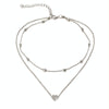 Jewelry Vintage Simple Copper Heart Multi - Layer Clavicle Necklace Wholesale Necklace(Silver)