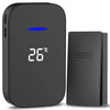 Wireless Doorbell with Temperature Display, 150m Range, UK Plug - Black
