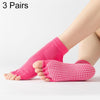 3 Pair Open-Toe Yoga Socks Indoor Sports Non-Slip Five-Finger Dance Socks, Size: One Size(Pure Rose Red)